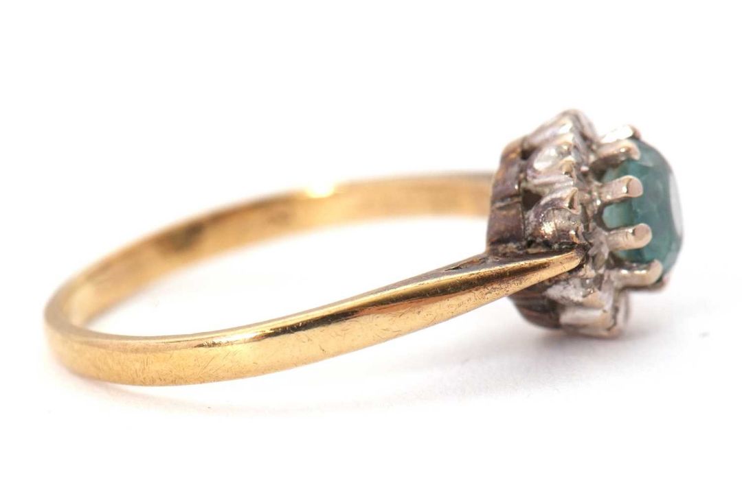An 18ct blue zircon and diamond ring, the central round blue zircon surrounded by illusion set - Image 2 of 8