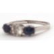 A three stone sapphire and diamond ring, the central old mine cut diamond, estimated approx. 0. - Image 5 of 9