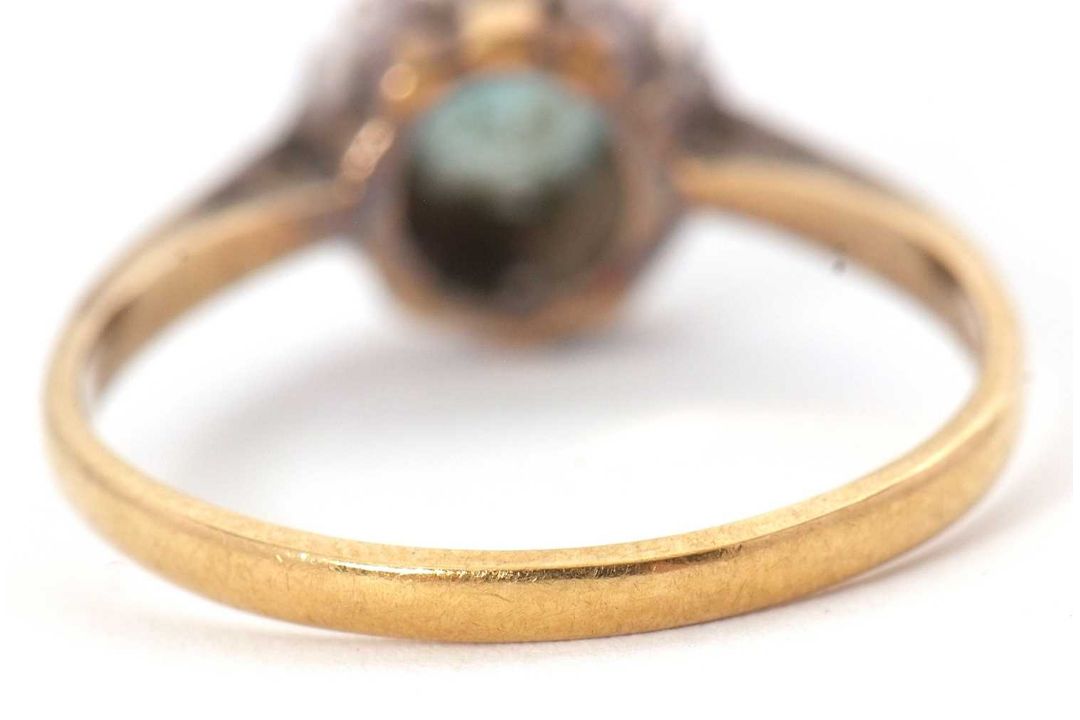 An 18ct blue zircon and diamond ring, the central round blue zircon surrounded by illusion set - Image 3 of 8