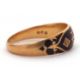 A late Victorian 18ct gold, pearl and diamond ring, the upper set with black enamel and a central - Image 2 of 6