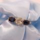 A three stone sapphire and diamond ring, the central old mine cut diamond, estimated approx. 0. - Image 9 of 9