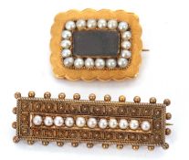 Two Victorian brooches: to include an early Victorian memorial brooch with glazed central panel