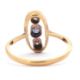 A sapphire and diamond ring, the oval frame with two collet mounted old mine cut diamonds and a - Image 3 of 7