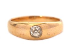 A single stone diamond ring, the old mine cut diamond, estimated approx. 0.35cts, with tapered