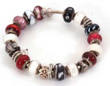 A Lovelinks bracelet, the branded bangle with 21 assorted glass, silver and diamante beads, 75g