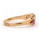 An opal and ruby ring, wtih two round opal cabochons and small round faceted rubies, with tapered - Image 3 of 6