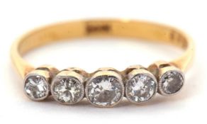 An 18ct five stone diamond ring, the five slightly graduated old European cut diamonds, in