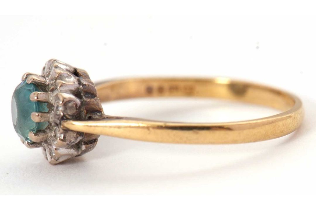 An 18ct blue zircon and diamond ring, the central round blue zircon surrounded by illusion set - Image 7 of 8