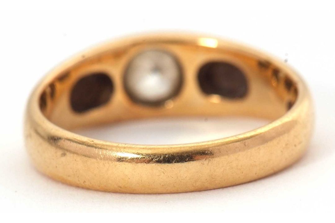 A single stone diamond ring, the old mine cut diamond, estimated approx. 0.35cts, with tapered - Image 5 of 7