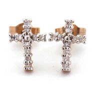 A pair of 9ct diamond cross earrings, set with single cut diamonds, total estimated 0.20cts, stamped