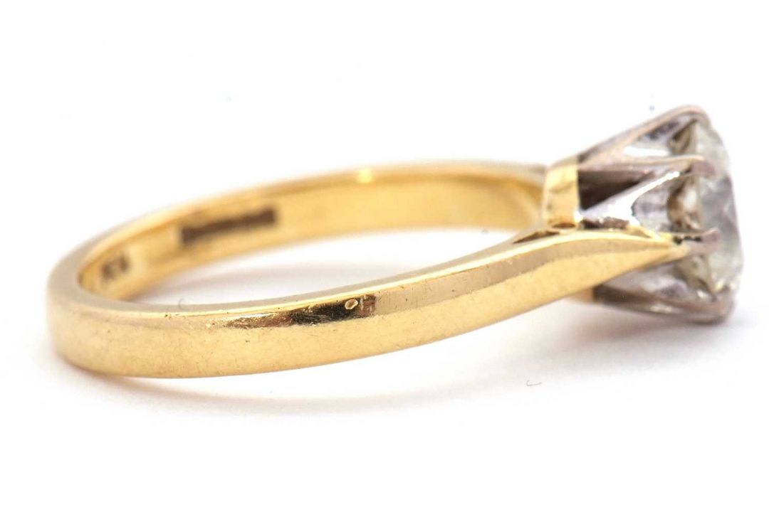 An 18ct diamond solitaire ring, the round brilliant cut dimaond, estimated approx. 1.29cts, colour - Image 7 of 7