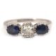 A three stone sapphire and diamond ring, the central old mine cut diamond, estimated approx. 0. - Image 4 of 9