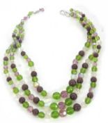 A Christian Dior necklace, the three strand glass bead necklace, with S-clasp and extender with