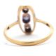 A sapphire and diamond ring, the oval frame with two collet mounted old mine cut diamonds and a - Image 4 of 7