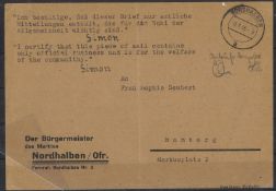 BRD 1945. Gebühr bezahlt Beleg von Nordhalben. 2x Unterschrift!