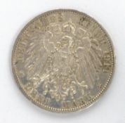 3 Mark Silbermünze Deutsche Kaiserreich, Friedrich II. Grossherzog von Baden, 1914
