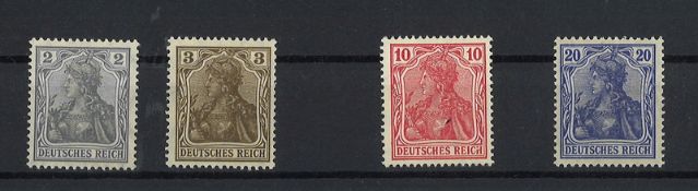 Deutsches Reich 1905, MiNr. 83-84 / 86-87 I, postfrisch.
