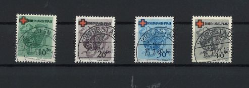 Französische Zone Rheinland - Pfalz, MiNr. 42-45, gestempelt.
