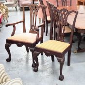 A SET OF TEN DINING CHAIRS.