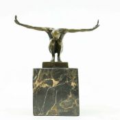 CONTEMPORARY BRONZE DIVER SCULPTURE.