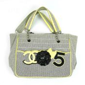 CHANEL CC NO.5 CHOCOLATE BAR CAMELIA FLOWER CHAIN BAG.