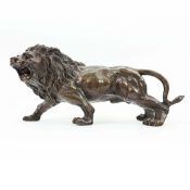 CONTEMPORARY BRONZE LION SCULPTURE.