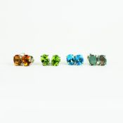 FOUR PAIRS OF SILVER STUD EARRINGS.