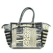 CHRISTIAN LOUBOUTIN LARGE FARIDA SNAKESKIN BOWLER BAG.