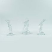 LALIQUE GLASS. A SET OF THREE DANCER FIGURES (3).