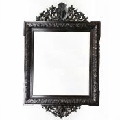 WALL MIRROR, CARVED DARK WOOD.