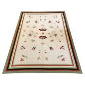 PORTUGUESE FLORA AND FAUNA DESIGN NEEDLEPOINT CARPET. 300cm x 232cm.