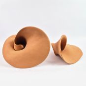 MARINA LEGOVINI (ITALIAN, b.1959) TWO ABSTRACT CERAMIC SCULPTURES.