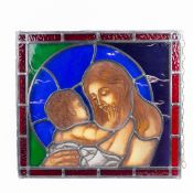 STAINED GLASS PANEL. MOTHER AND CHILD.