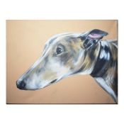 BEX BARTON, 'WHIPPET', OIL ON CANVAS, 60CM X 80CM, SIGNED. 'Whippet'.