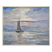 M. ROUSSINOVA. SEASCAPE, WITH SAILING YACHT.