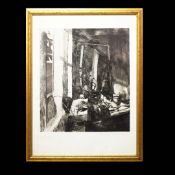 FREDERICK CUMING (BRITISH, B.1930). STUDIO INTERIOR. (d)