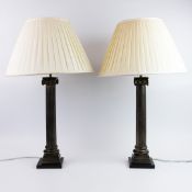 COLUMN LAMPS, A PAIR.