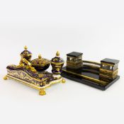 AN EARLY 19TH CENTURY DERBY PORCELAIN INKSTAND (2).