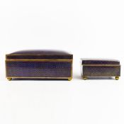 A LATE 19TH/EARLY 20TH CENTURY FRENCH ENAMEL AND GILT METAL BOX (2).