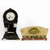 MANTEL CLOCK, ART DECO MARBLE (2).