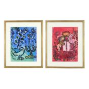 MARC CHAGALL. A PAIR OF LITHOGRAPHS CANDLESTICKS & COUVERTURE. (d)
