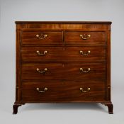 GEORGE III MAHOGANY AND BOXWOOD STRUNG CHEST.
