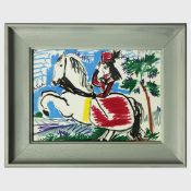 PABLO PICASSO. JAQUELINE SUR UN CHEVAL BLANC. (d)