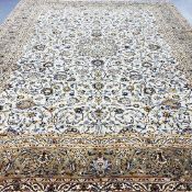 FINE SIGNED KURK KASHAN CARPET.