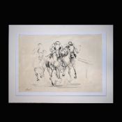 ELIZABETH FRINK (BRITISH 1930-1993). Attributed to. HORSES AND JOCKEYS. (d)