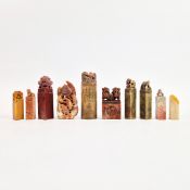 A COLLECTION OF TEN CHINESE SOAPSTONE SEALS. (10).