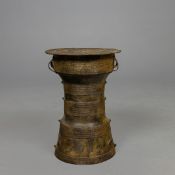 A TIBETAN BRONZE RAIN DRUM.