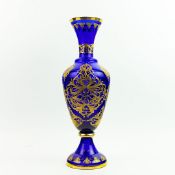 AN 'ART' CZECH REPUBLIC BLUE AND 22CT GILT DECORATED PERSIAN STYLE VASE.