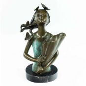 SCULPTURAL GIRL HOLDING CORNICOPIA WITH BUTTERFLIES.