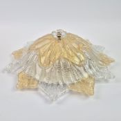 1970s ITALIAN BAROVIER & TOSO MURANO ICE GLASS CEILING LIGHT.